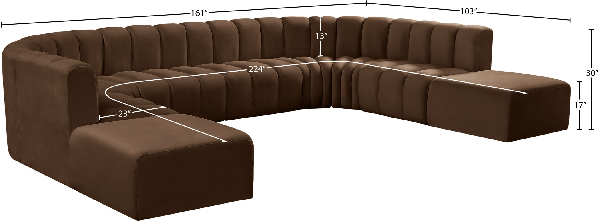Arc - Velvet 10 Piece Modular Sofa - Brown