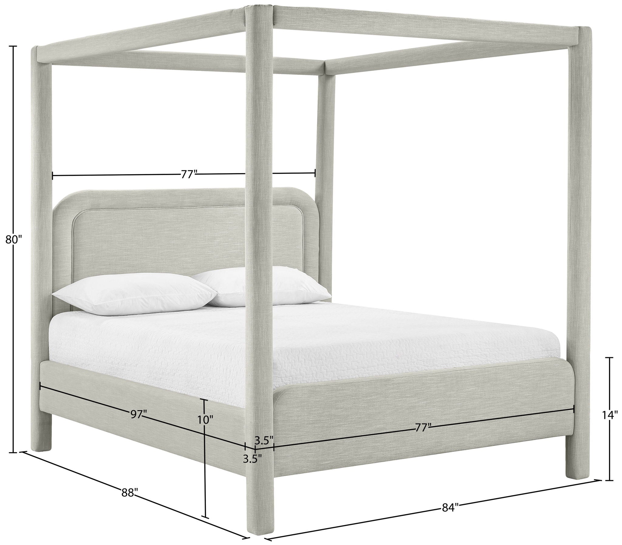 Salina - Linen Textured Fabric Upholstered Bed