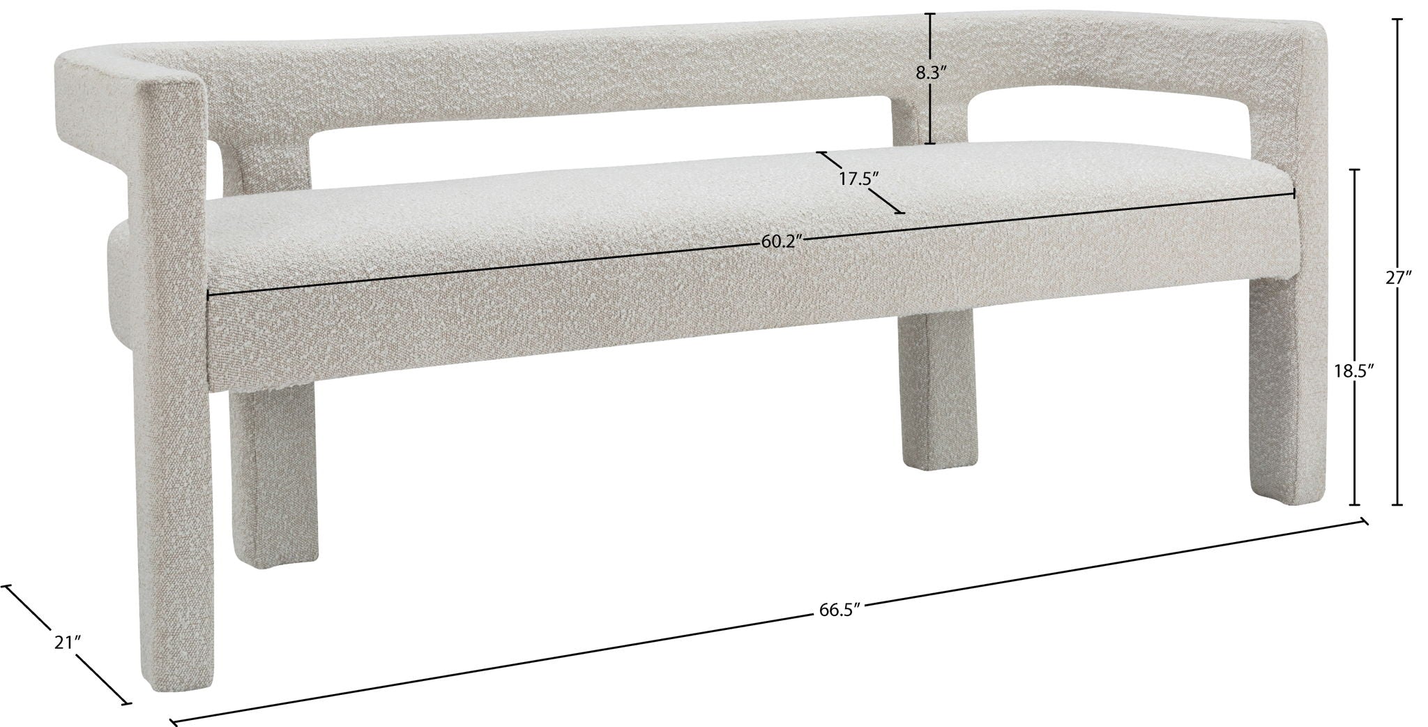 Athena - Boucle Fabric Bench