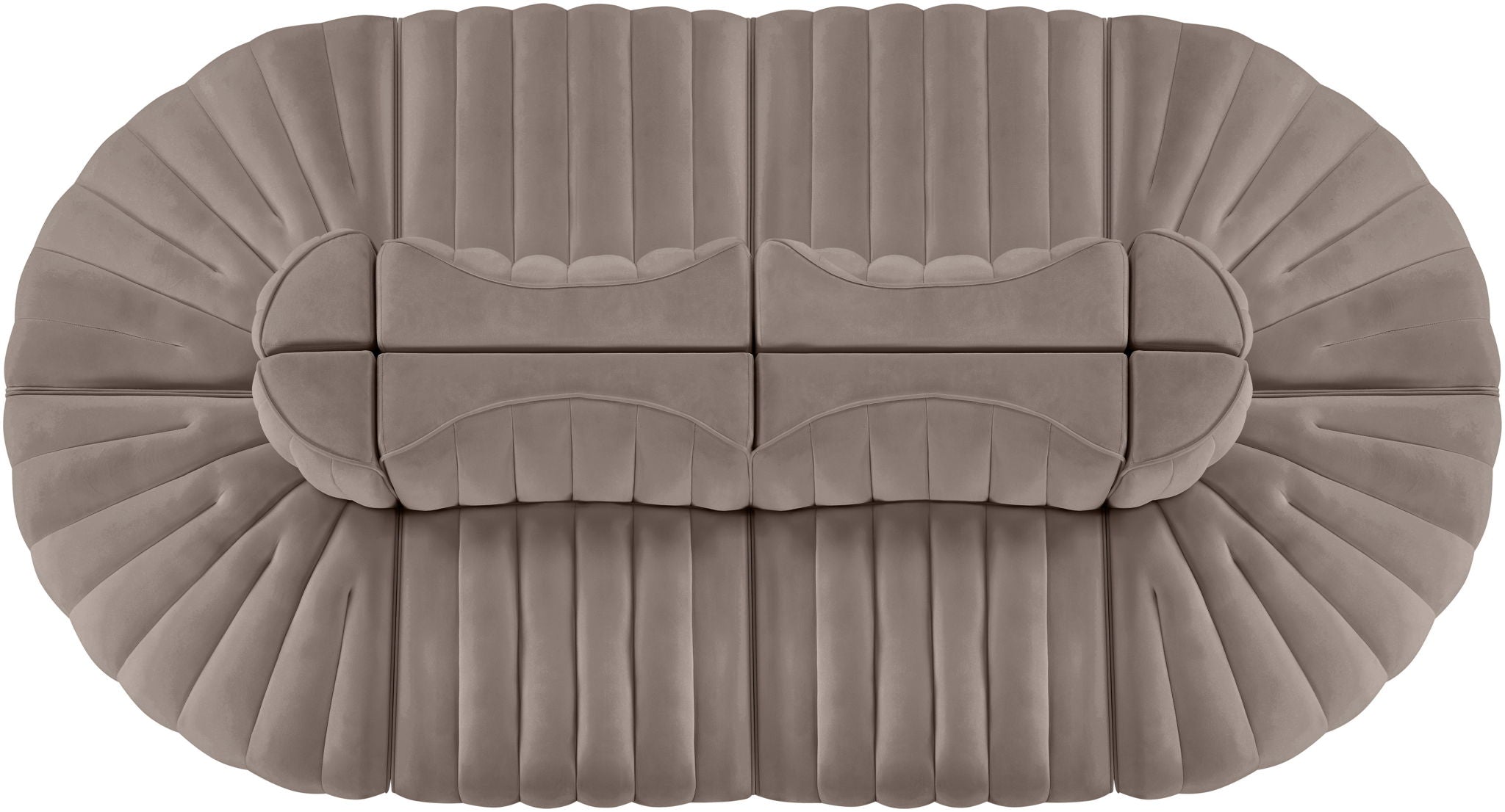 Rummi - Oval Velvet Performance Fabric Upholstered 8 Piece Modular Sectional