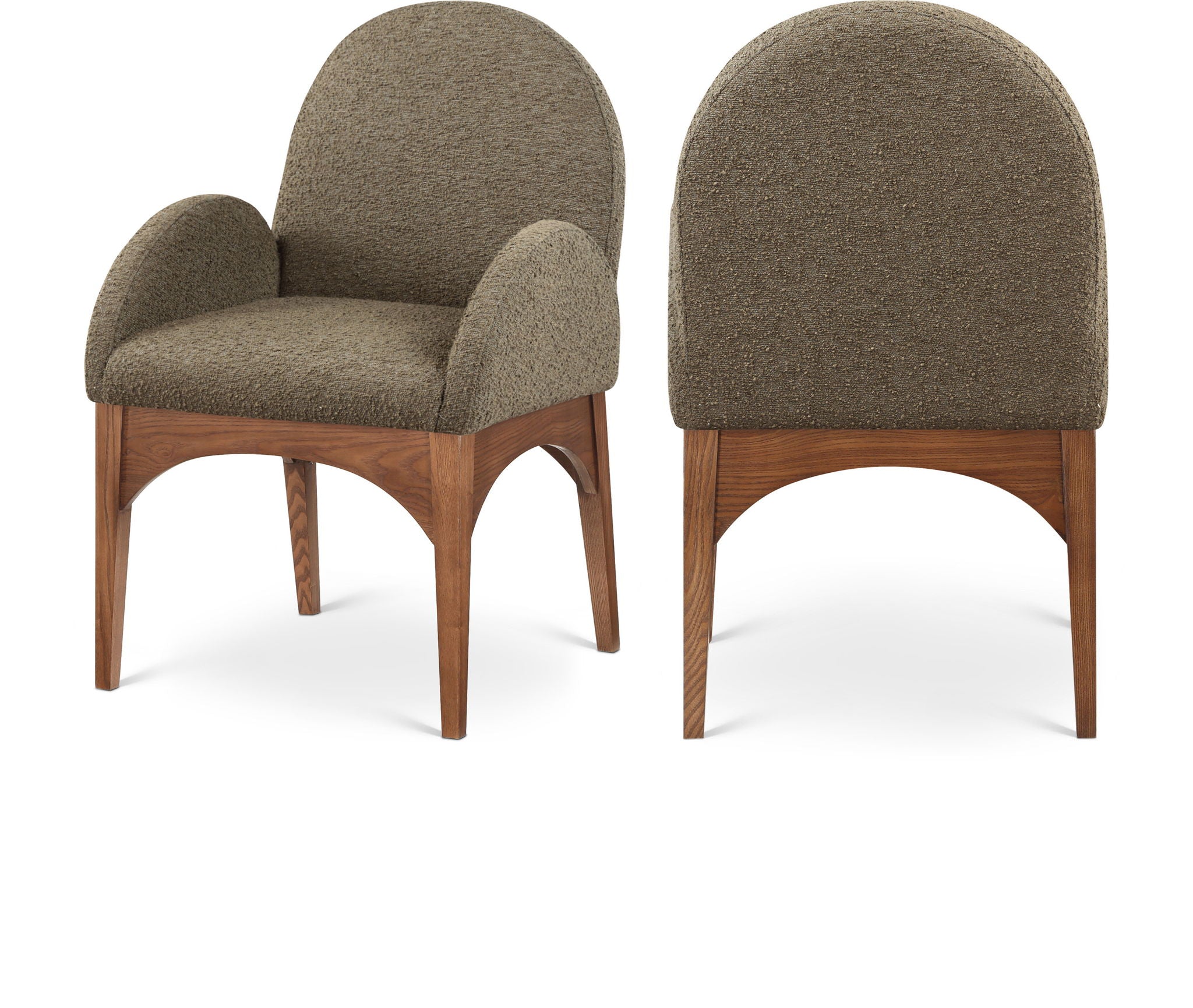 Waldorf - Boucle Dining Arm Chair With Brown Legs