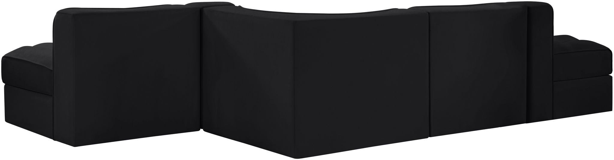 Rummi - Rounded Velvet Performance Fabric Upholstered 5 Piece Modular Sectional