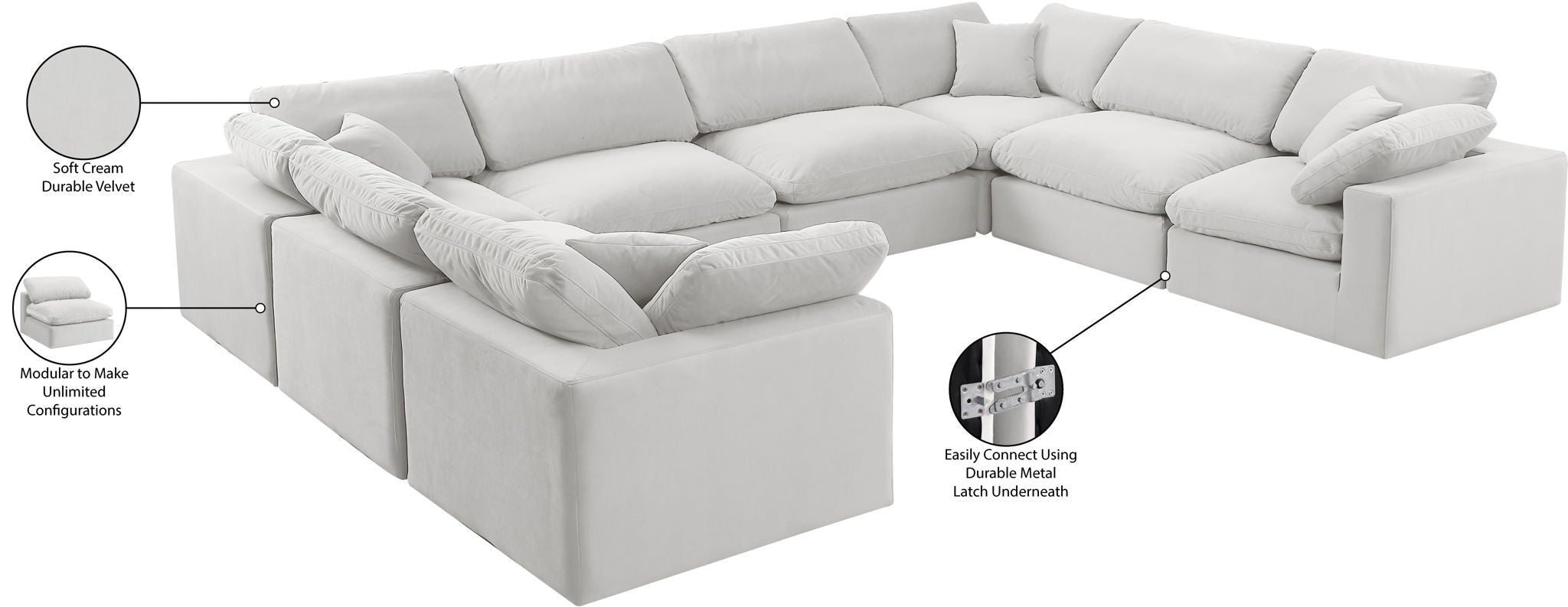 Comfy - 8 Piece Velvet Modular Sectional