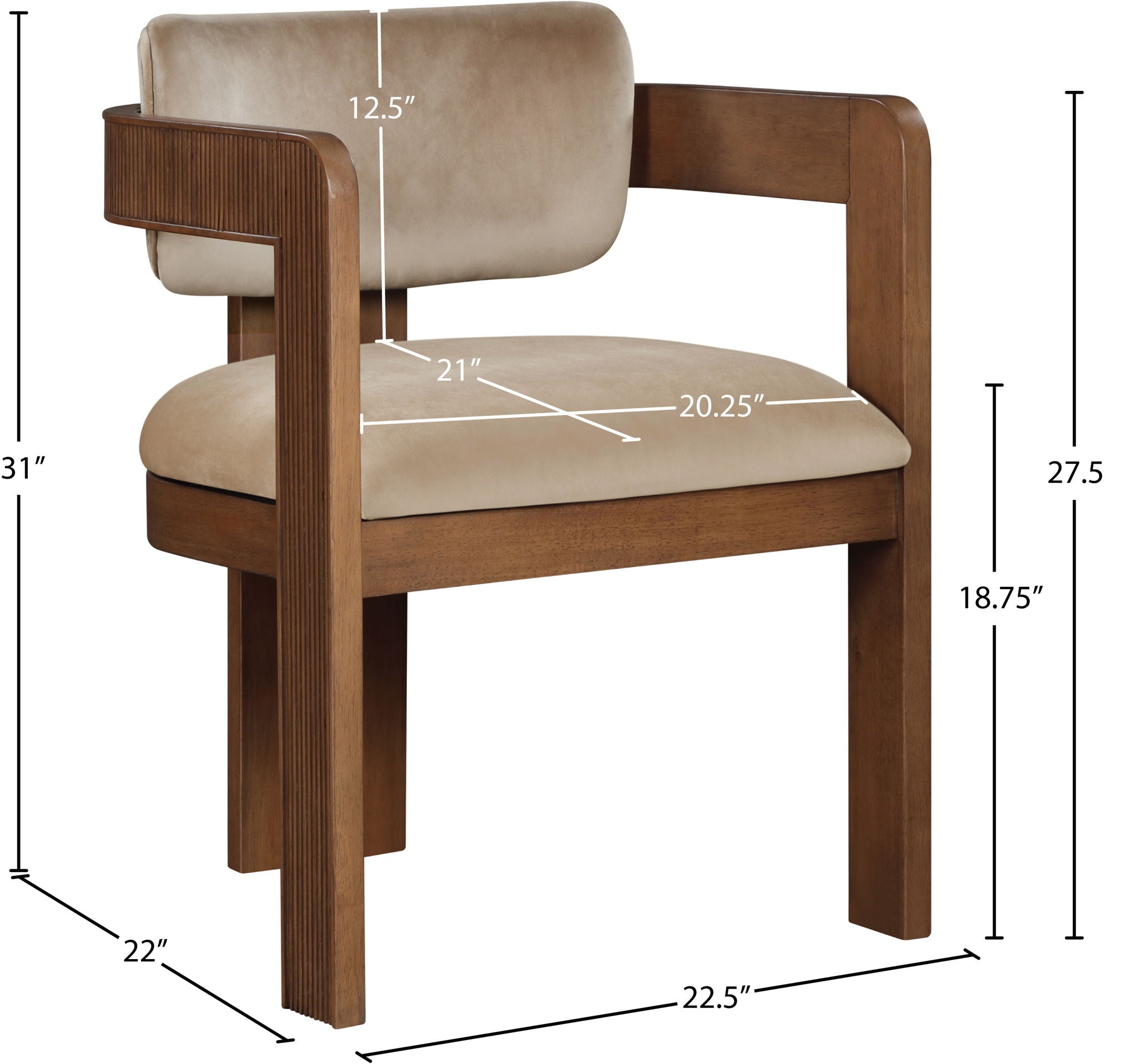 Sacha - Velvet Dining Chair With Brown Base (Set of 2)