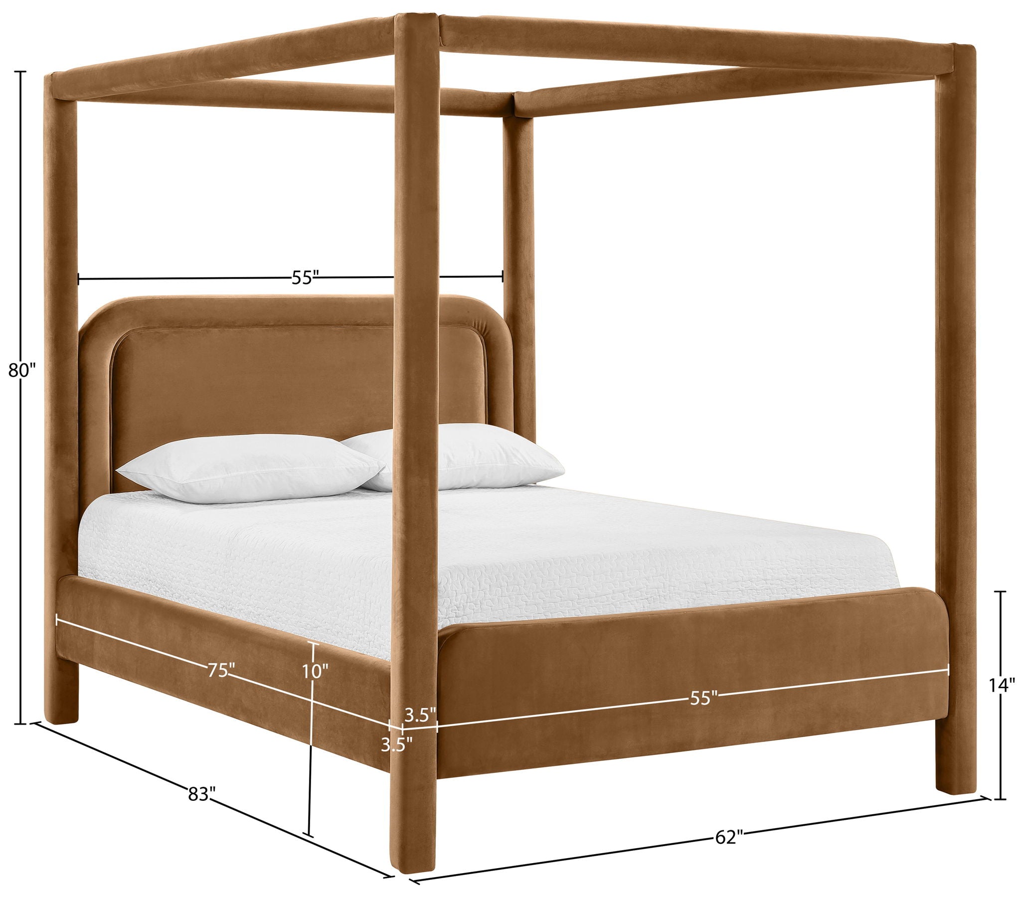 Salina - Velvet Upholstered Bed - Saddle