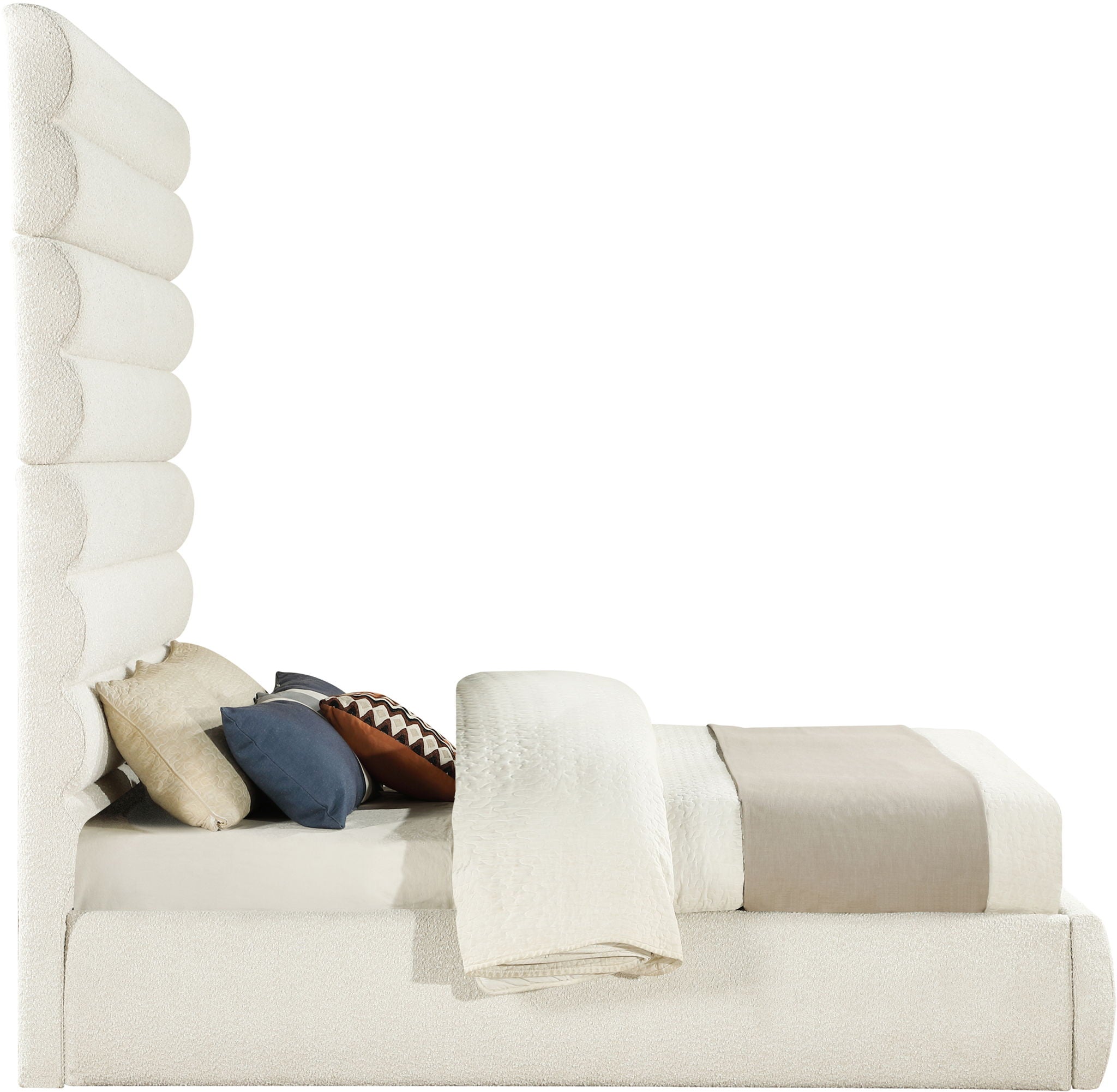 Adam - Boucle Fabric Bed With 89" Headboard