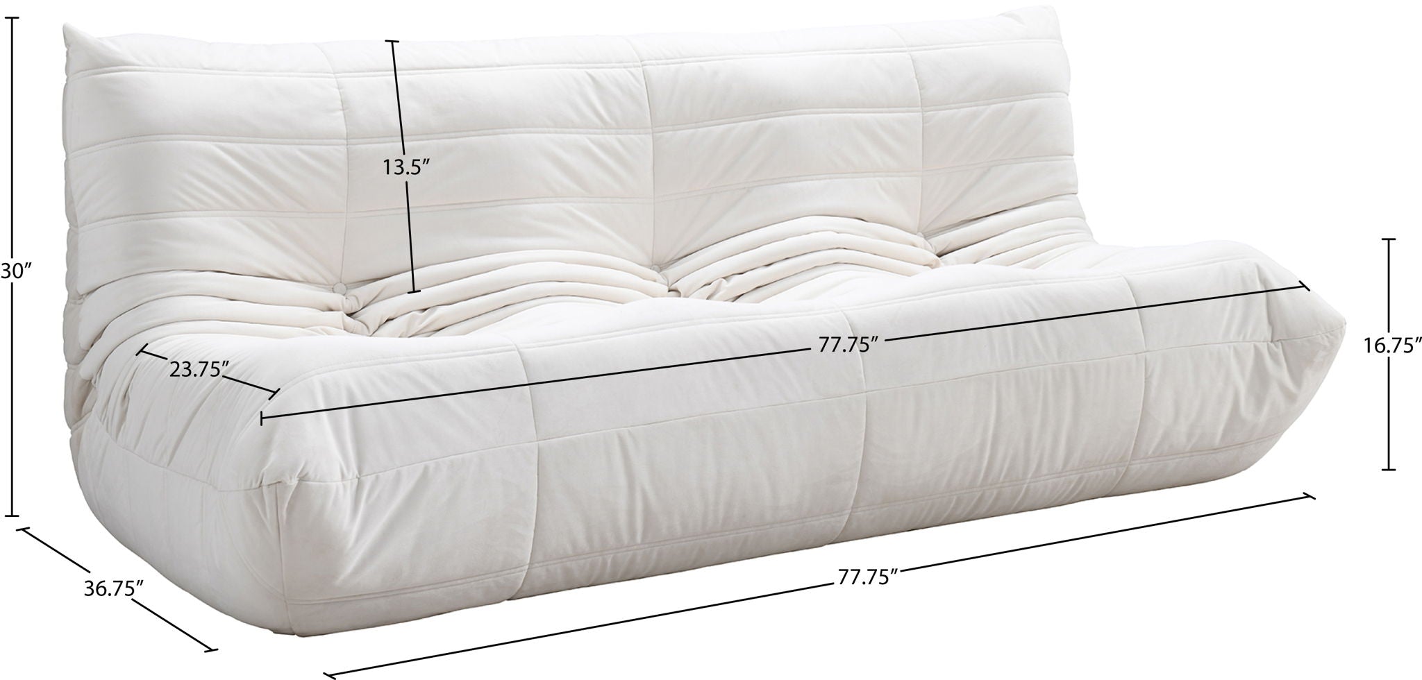 Relax - Velvet 77.75" Upholstered Sofa