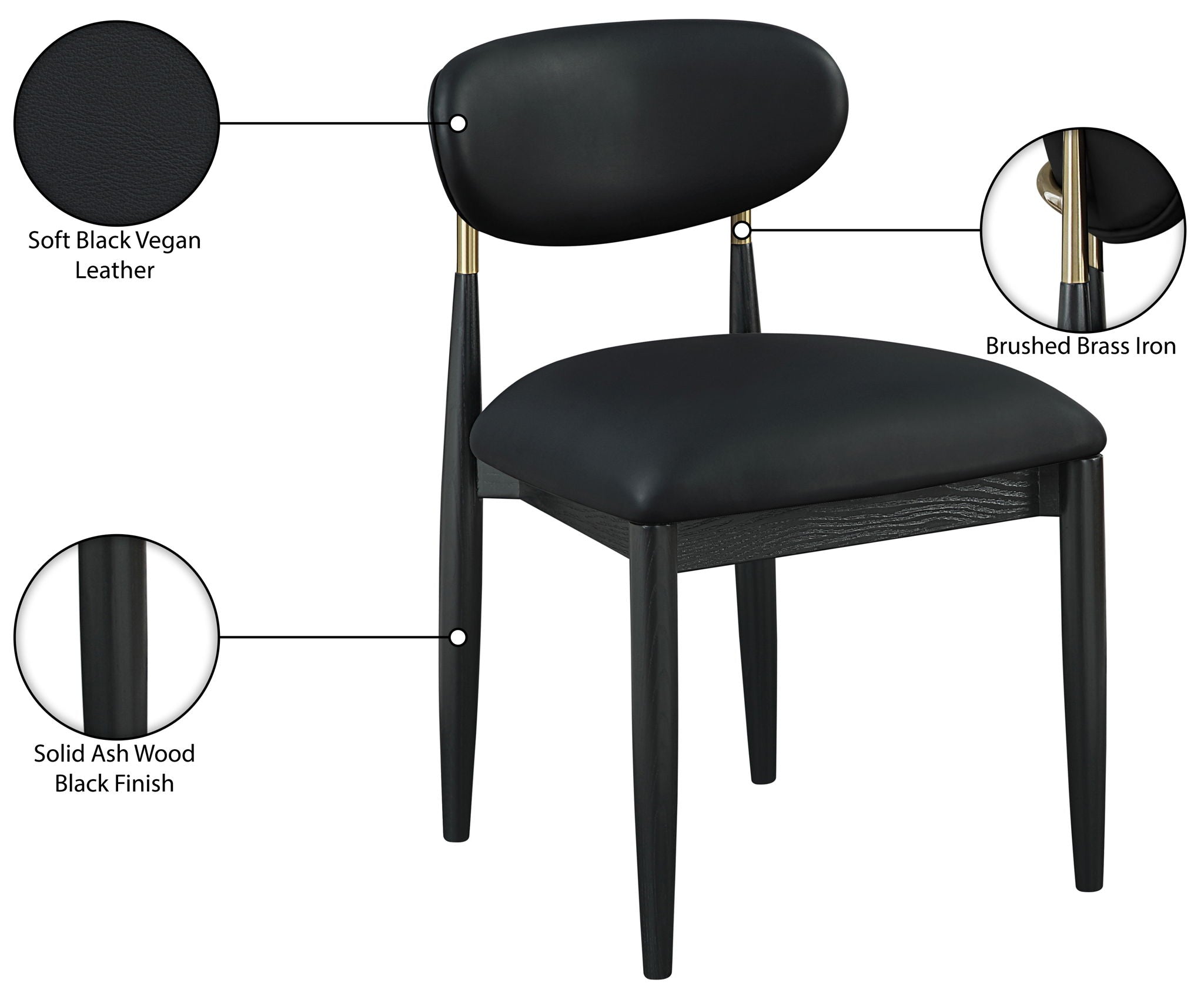 Riccio - Dining Side Chair (Set of 2) - Black And Gold Frame
