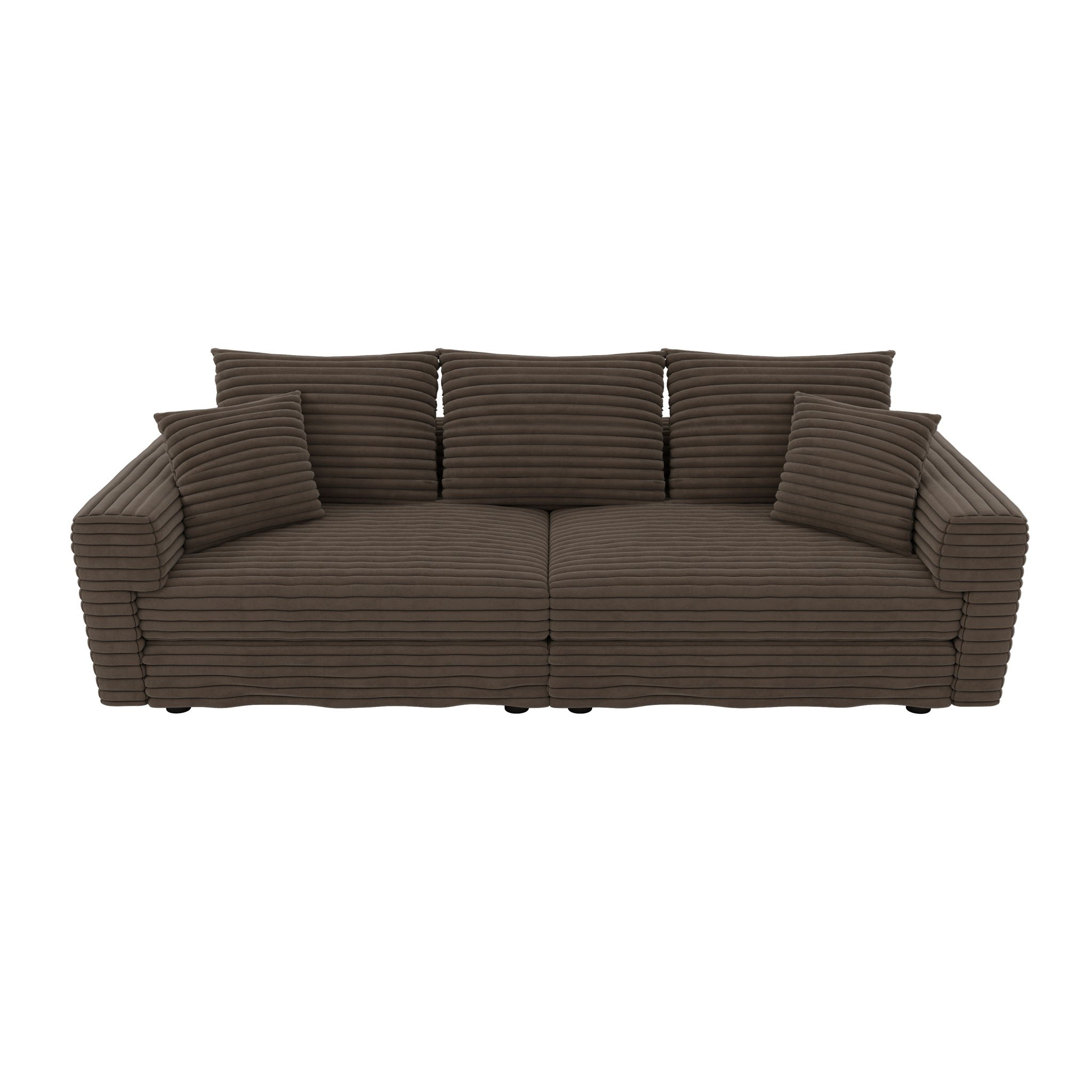 Deep Seat Convertible Sofa With Soft Pillows And Ottomans