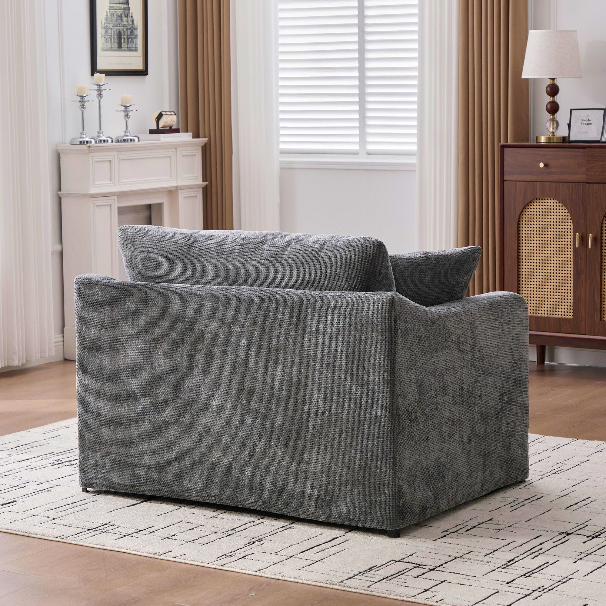 Farmhouse Accent Chair With 2 Bolster Pillows