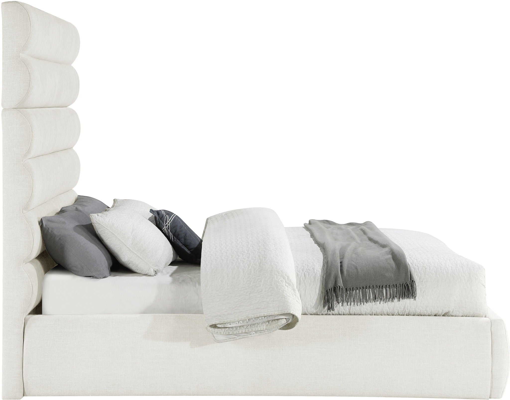 Adam - Linen Fabric Bed With 70.5" Headboard