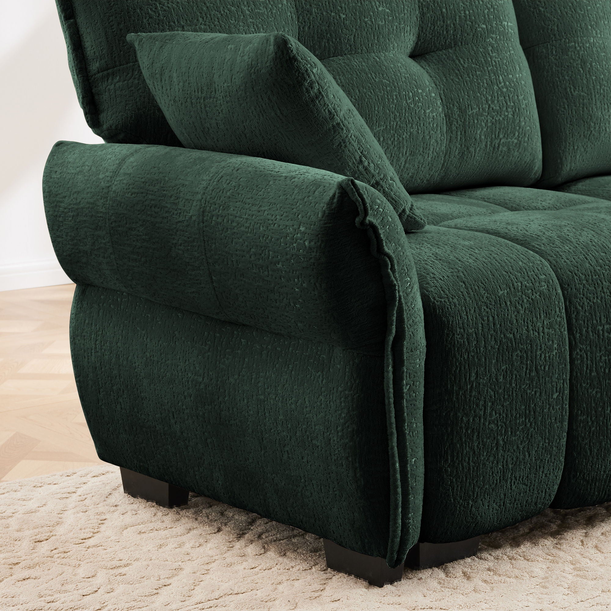 Sofa Set With Ottoman And Pillows, Textured, High Resilience Cushions