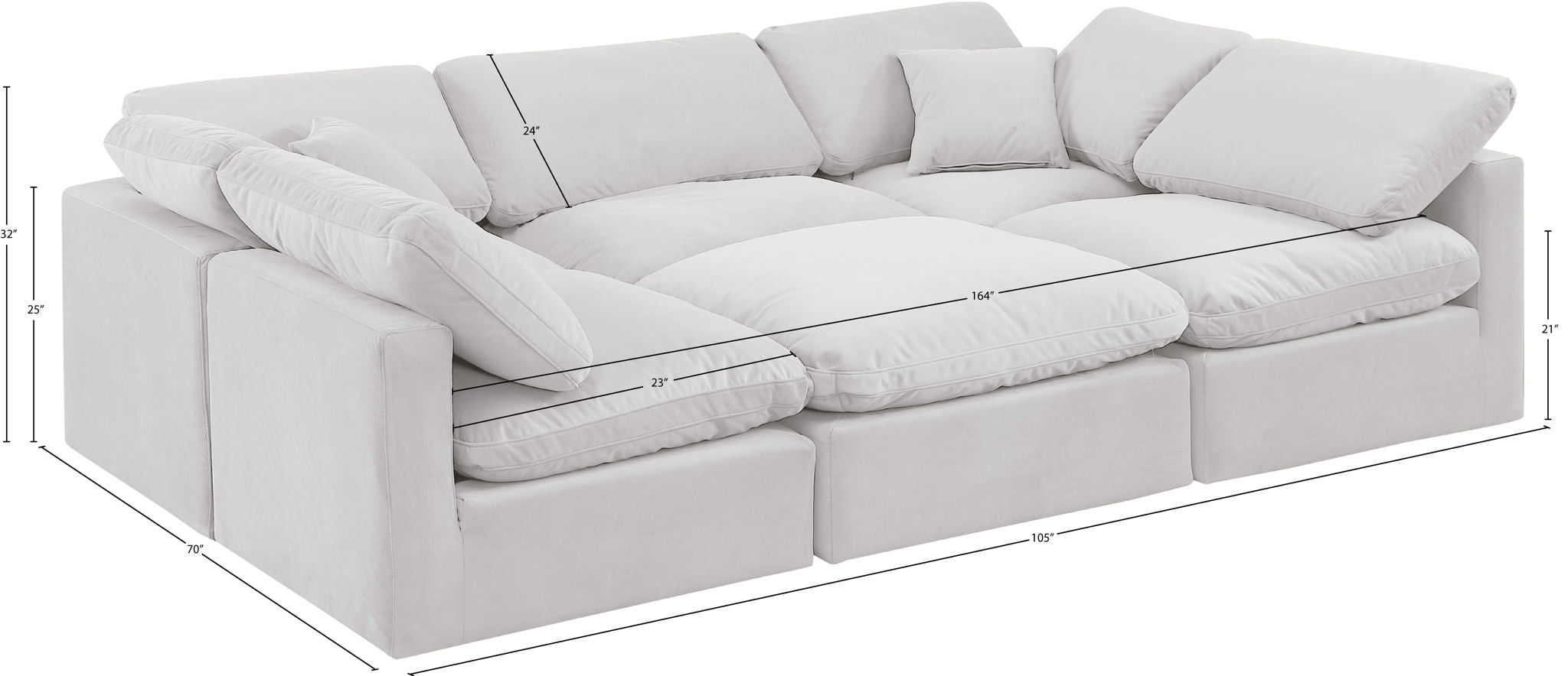 Indulge - Velvet 6 Piece Modular Sectional