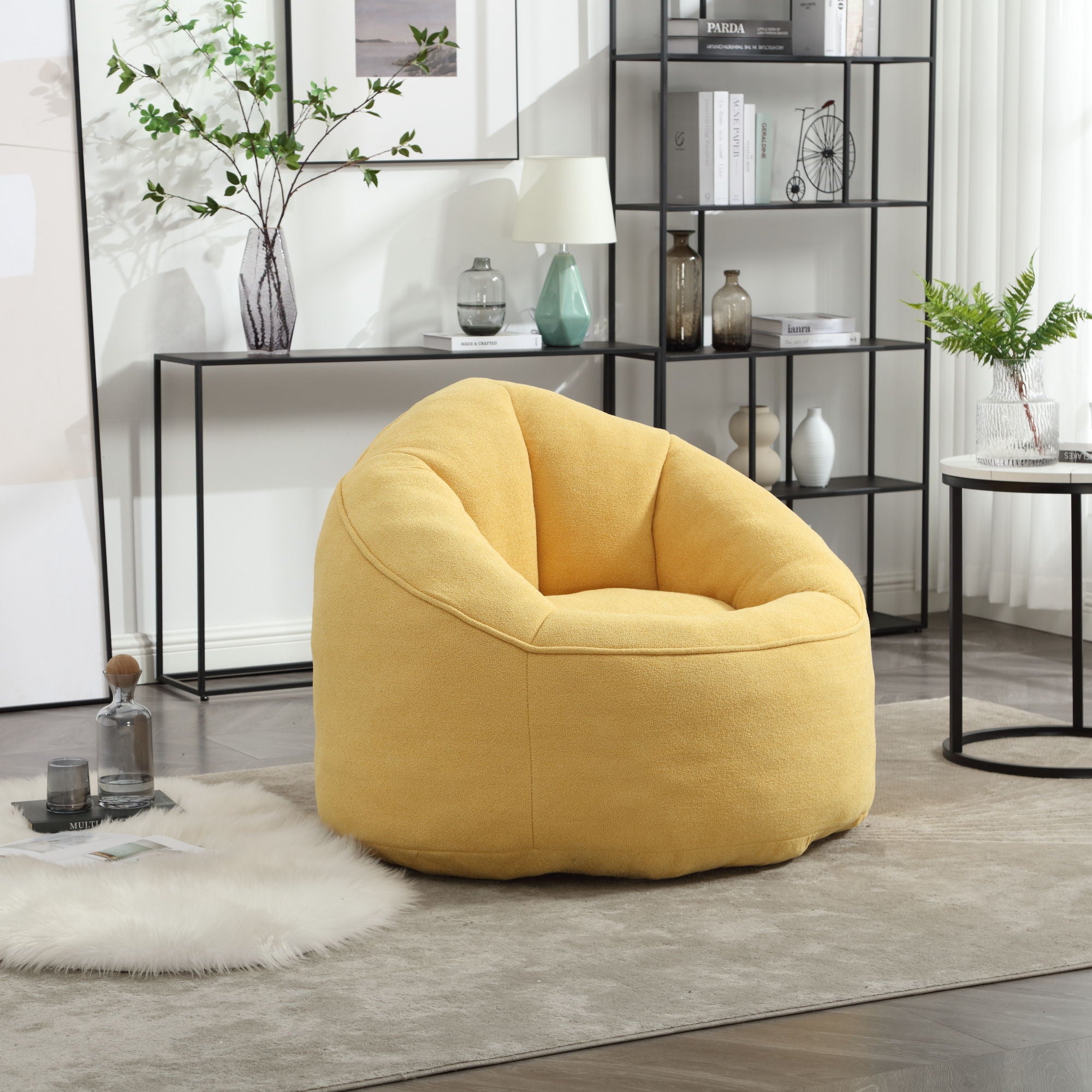 Bedding Bean Bag Sofa Chair High Pressure Foam With Footrest