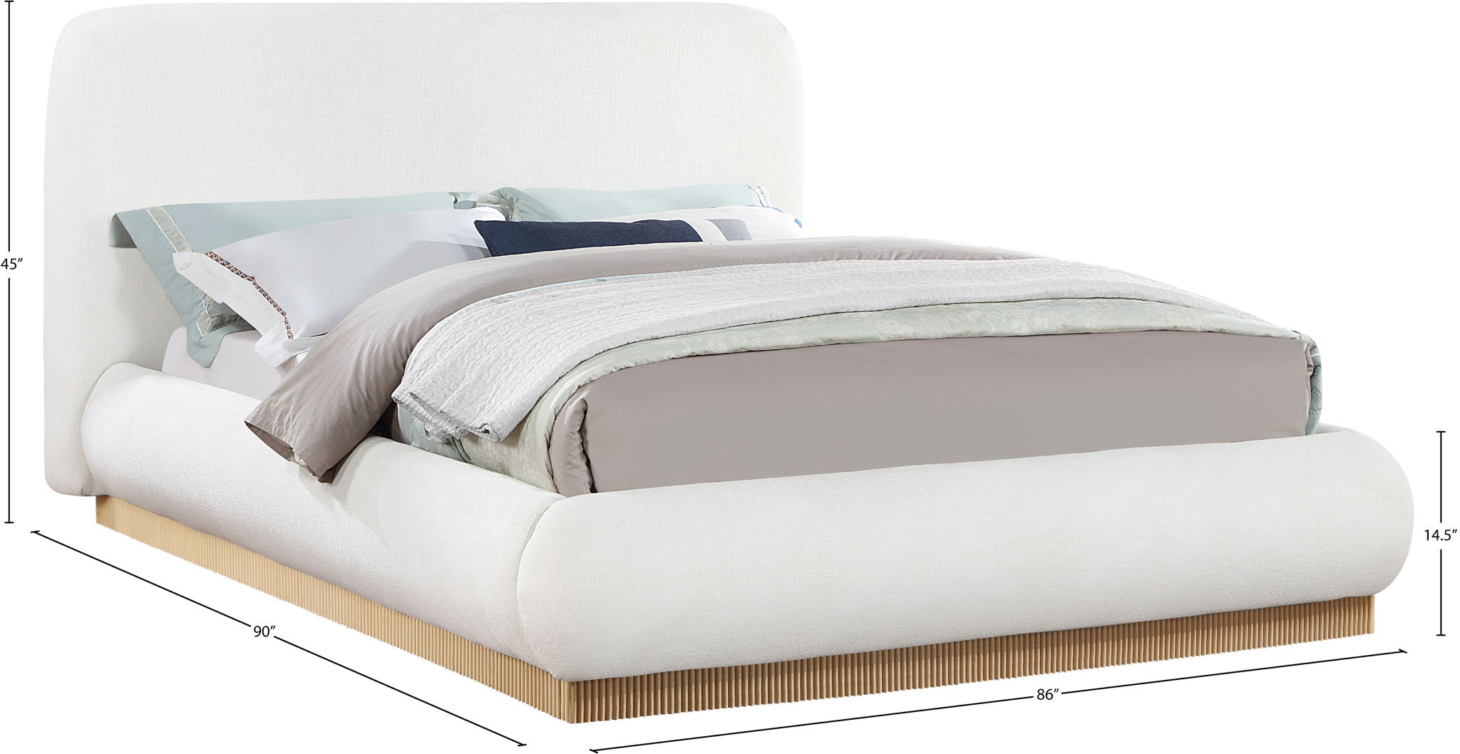 Rigby - Linen Bed With Natural Base