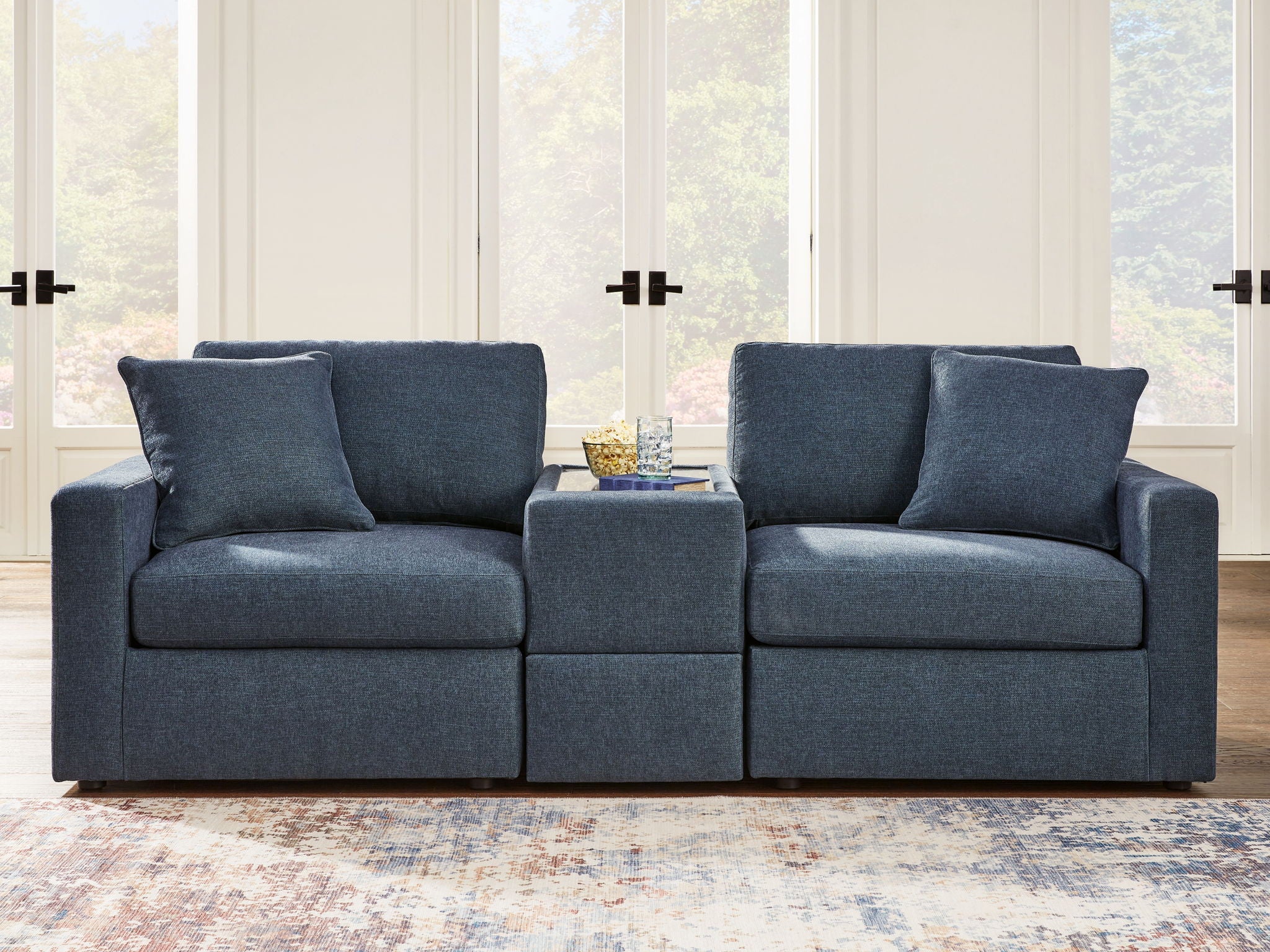 Modmax - 3-Piece Sectional Sofa With Storage Console - Fabric - Ink