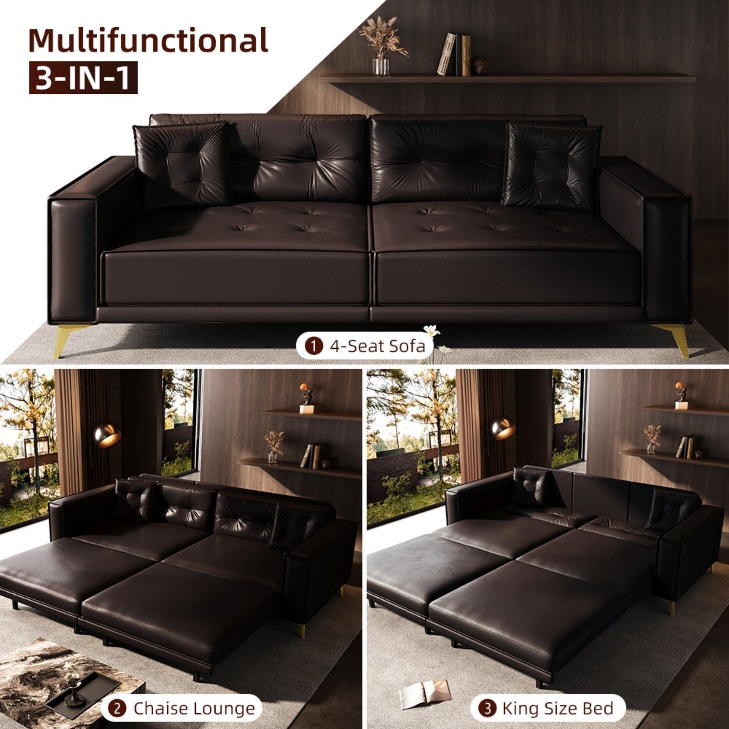 King Size Pull Out Sofa Bed 3 In 1