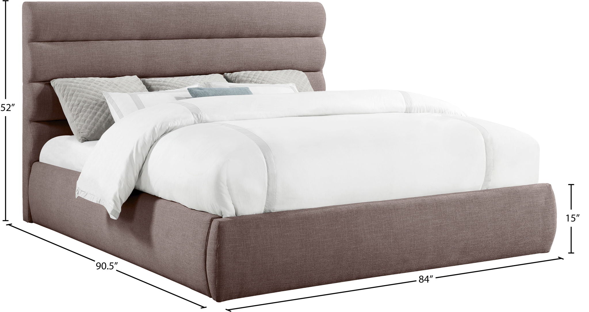 Adam - Linen Fabric Bed With 52" Headboard