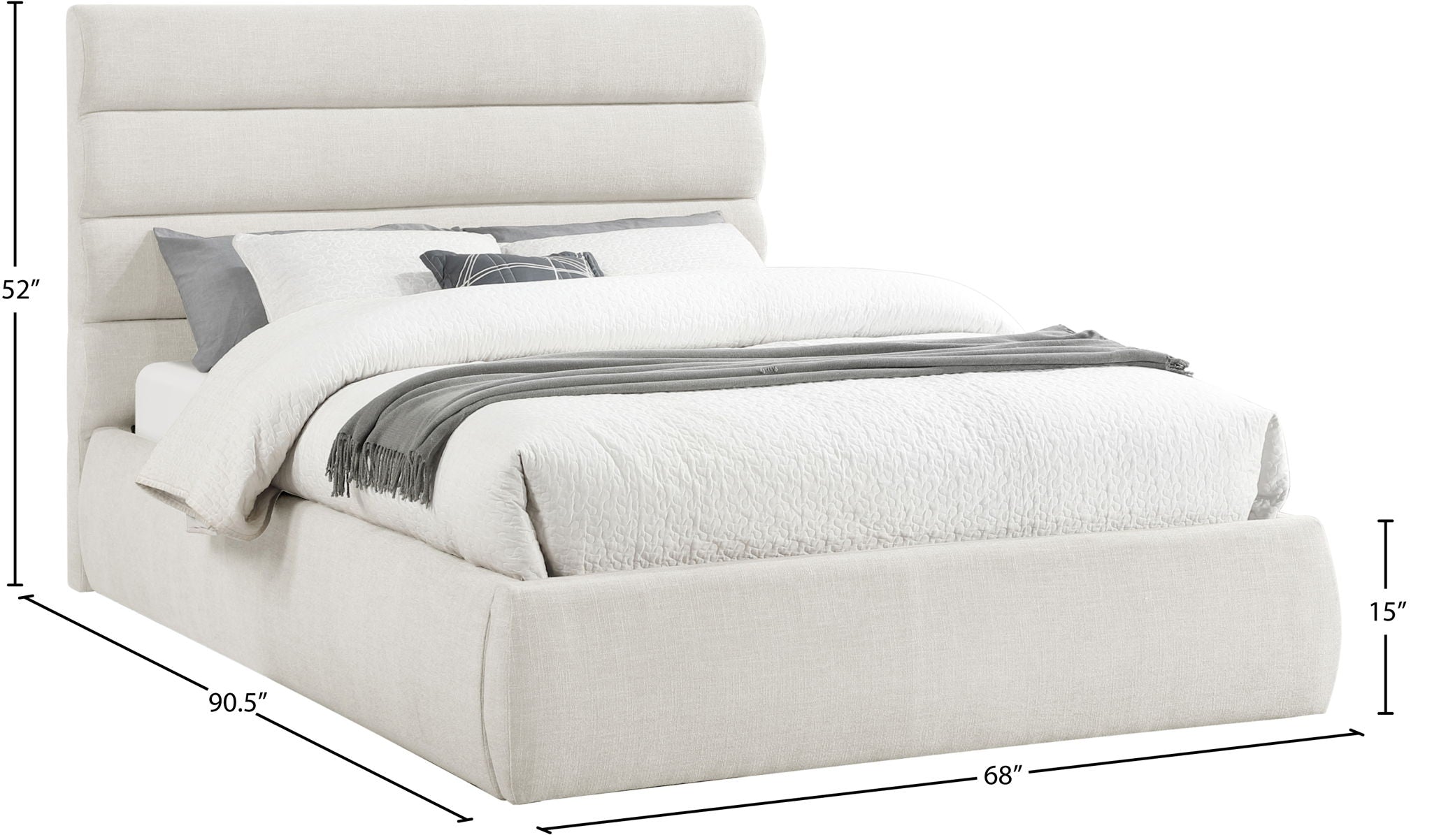 Adam - Linen Fabric Bed With 52" Headboard