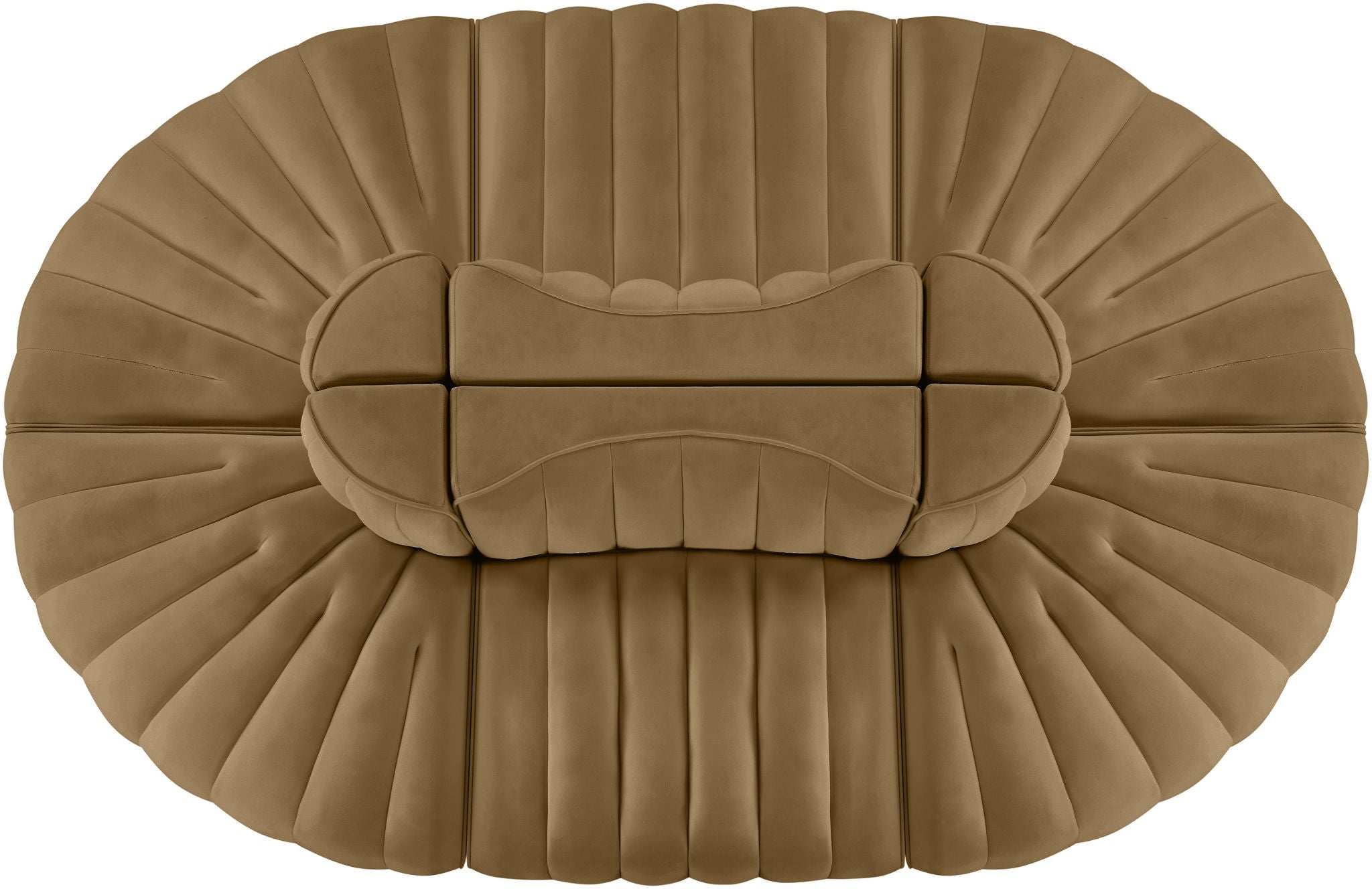 Rummi - Oval Velvet Performance Fabric Upholstered 6 Piece Modular Sectional