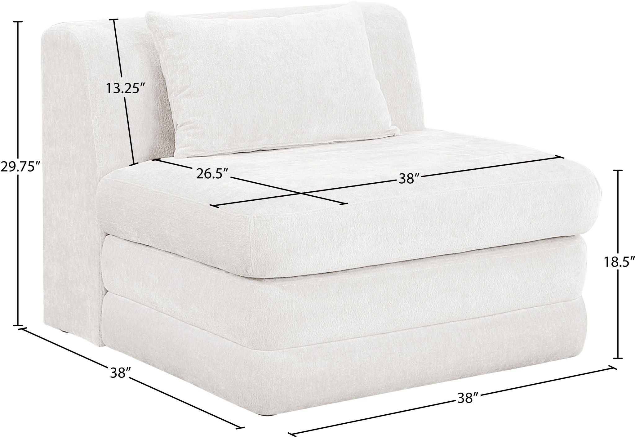 Stellar - Chenille Fabric Upholstered Modular Armless Chair