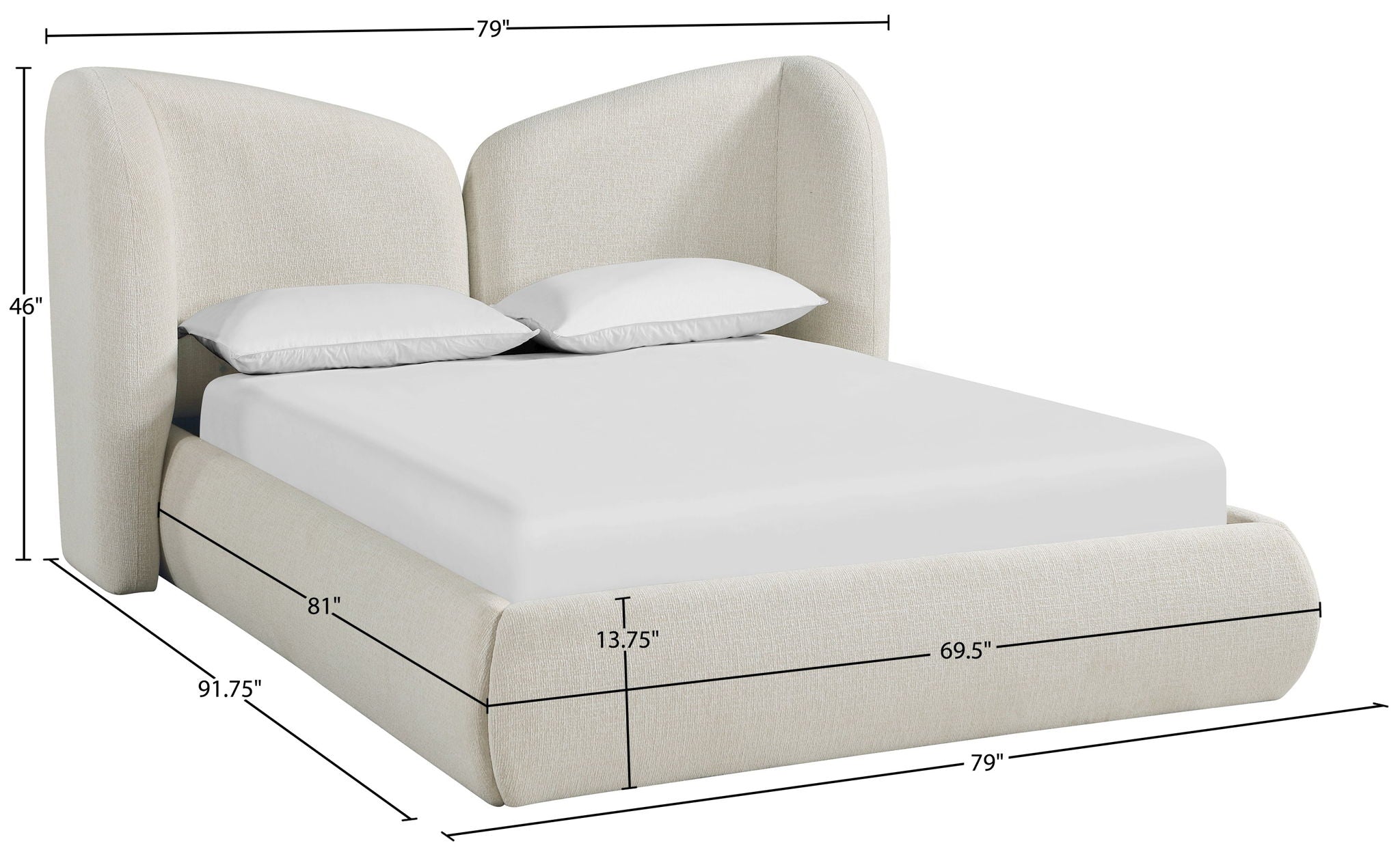 Elowen - Chenille Fabric Upholstered Bed