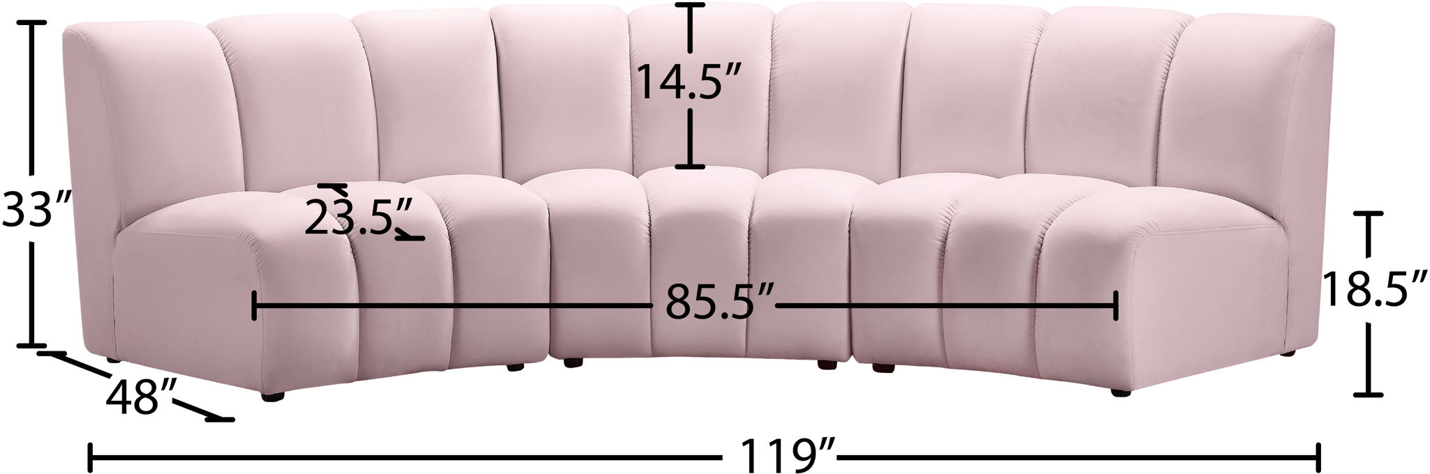 Infinity - 3 Piece Velvet Modular Sectional