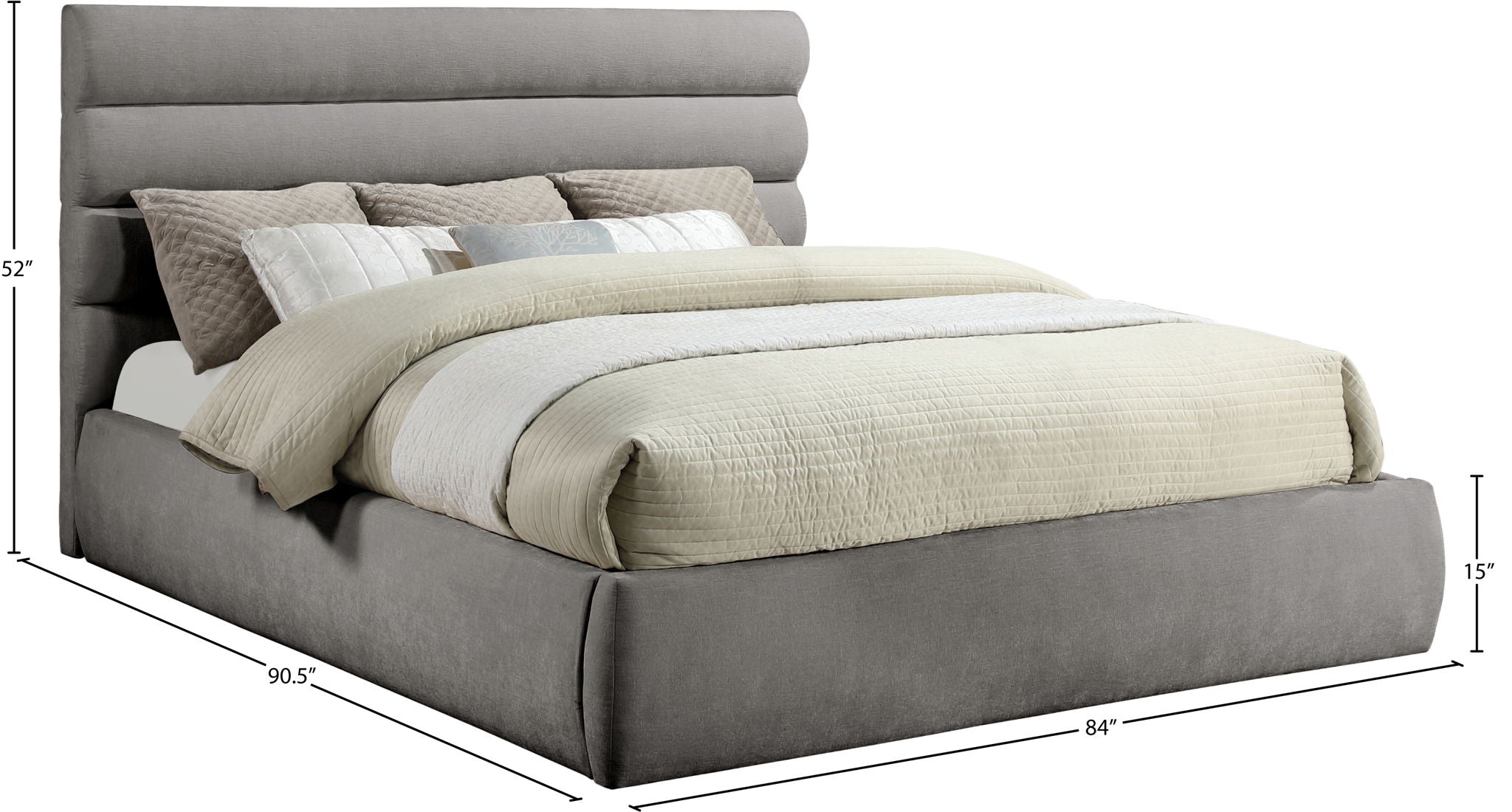 Adam - Chenille Fabric Bed With 52" Headboard