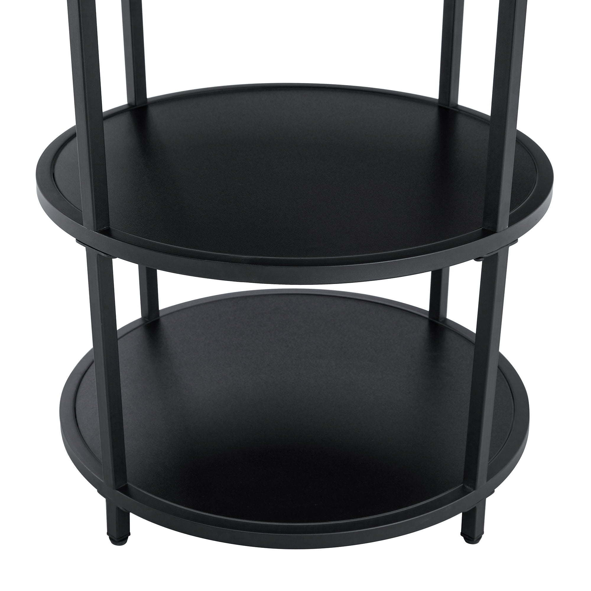Diameter - Modern Splicing Circular Dining Table Double Layer Storage - Wood / Black