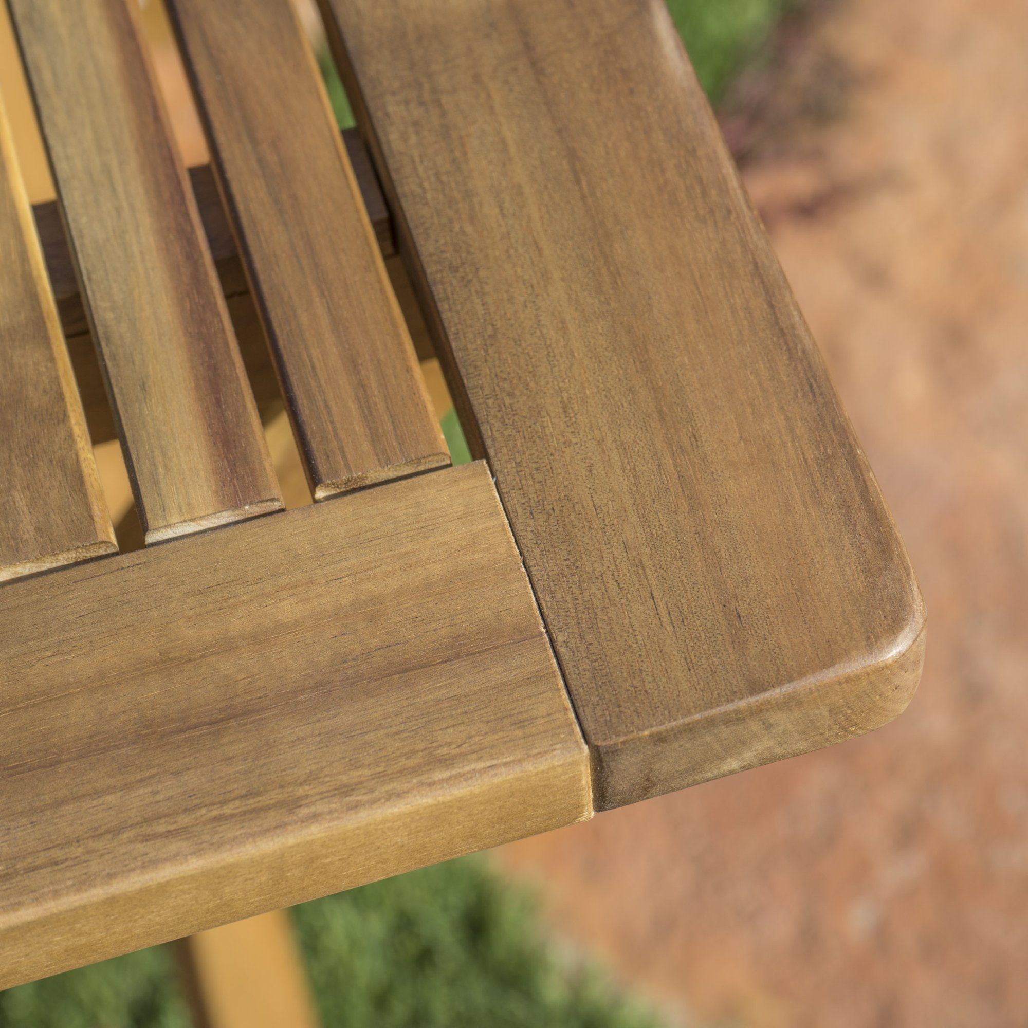 Natural 5 Piece Wood Outdoor Patio Dining Set - Natural Stained