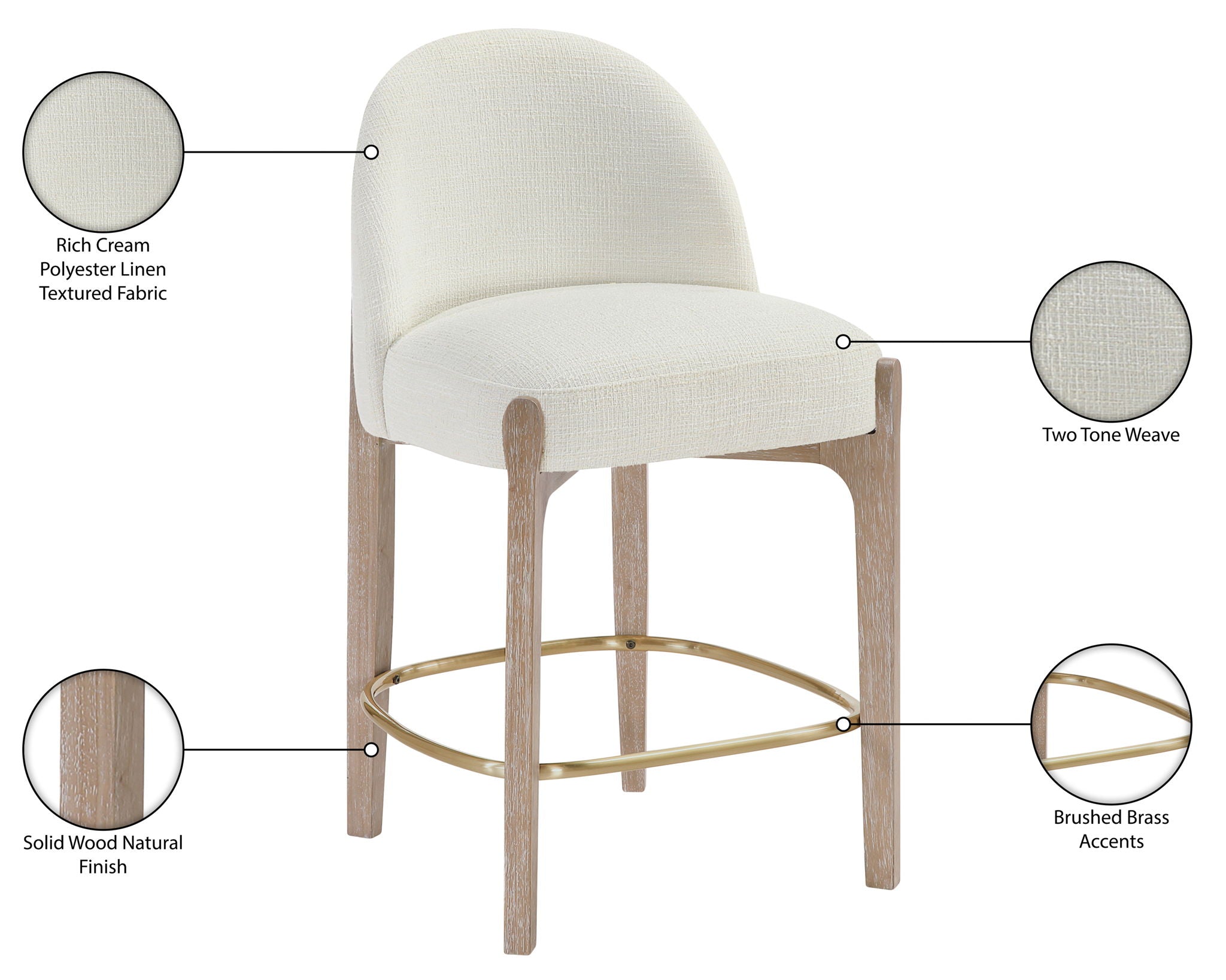 Torino - Counter Stool With Brushed Natural Base