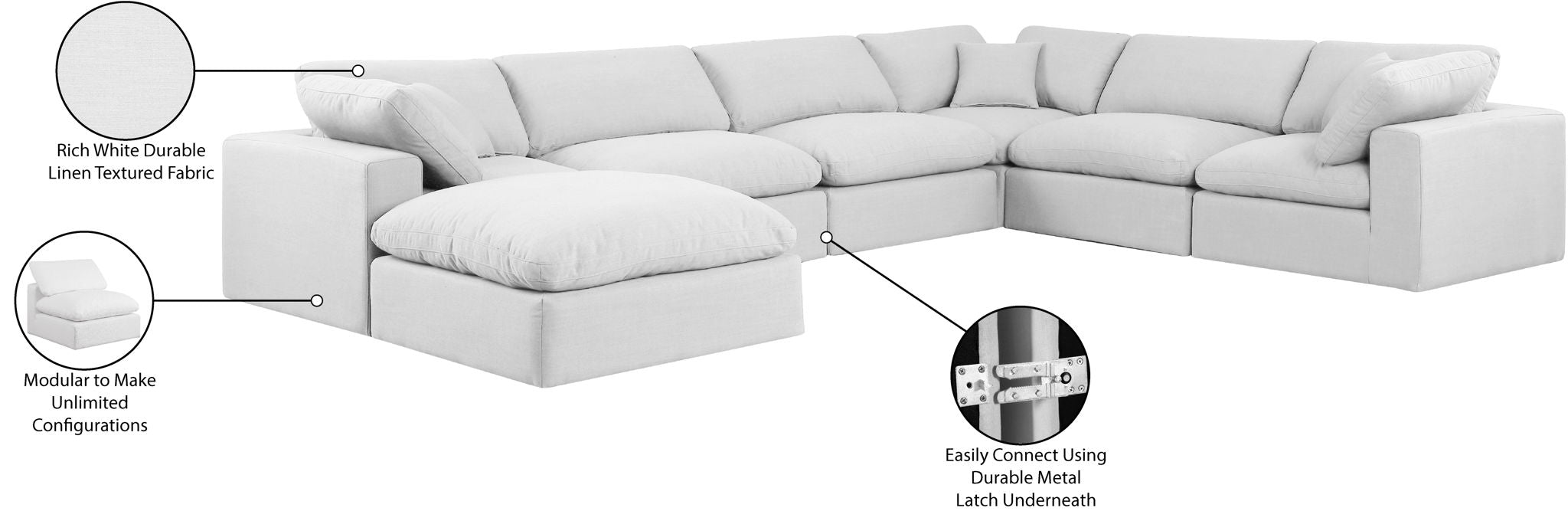 Comfy - 7 Piece Linen Modular Sectional With Chaise