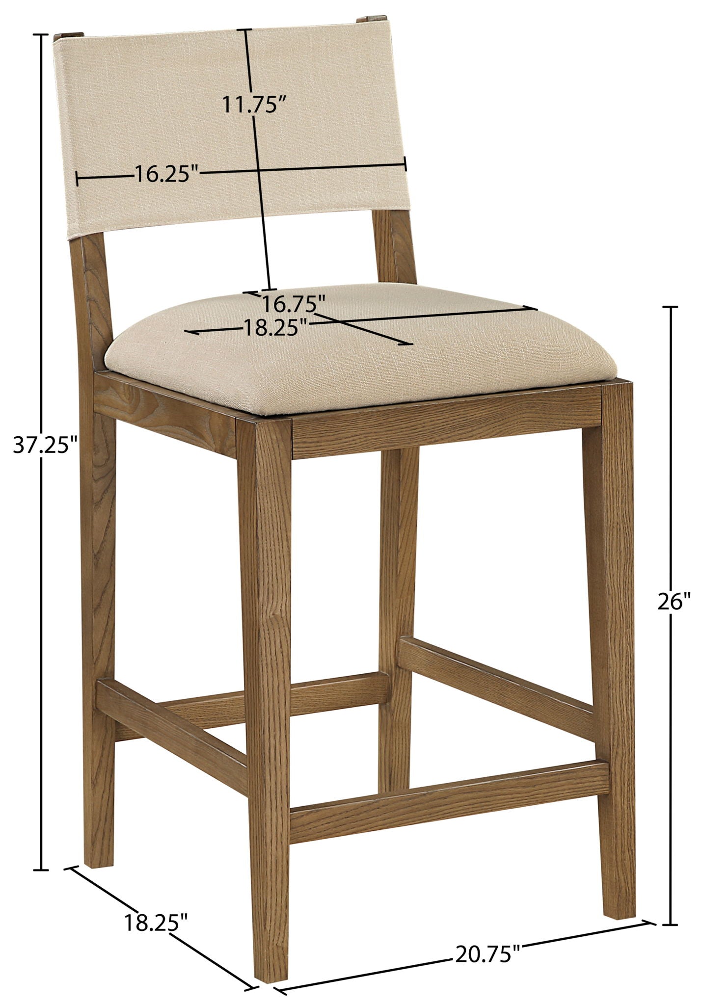 Avon - Linen Textured Performance Fabric Counter Stool