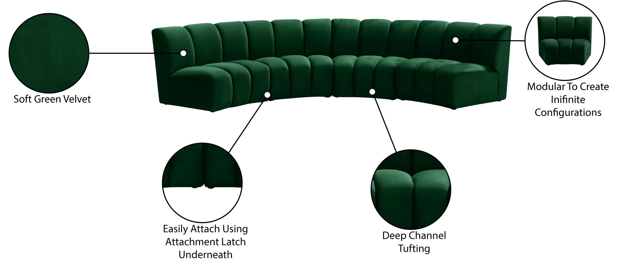 Infinity - 4 Piece Velvet Modular Sectional