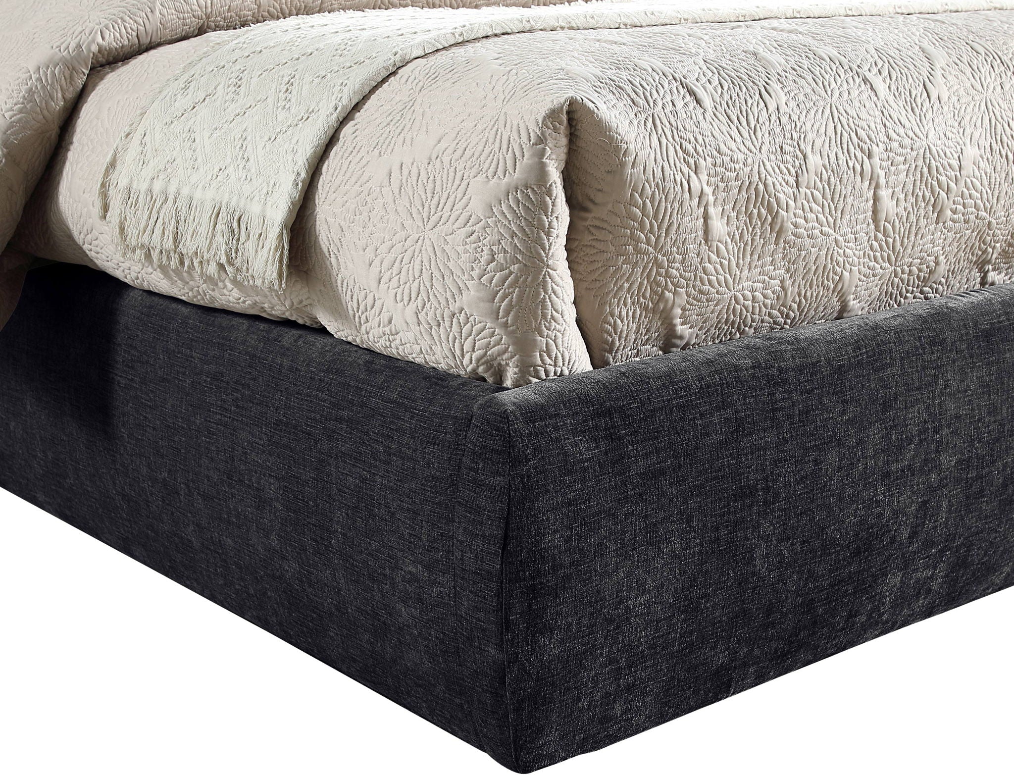 Adam - Chenille Fabric Bed With 89" Headboard