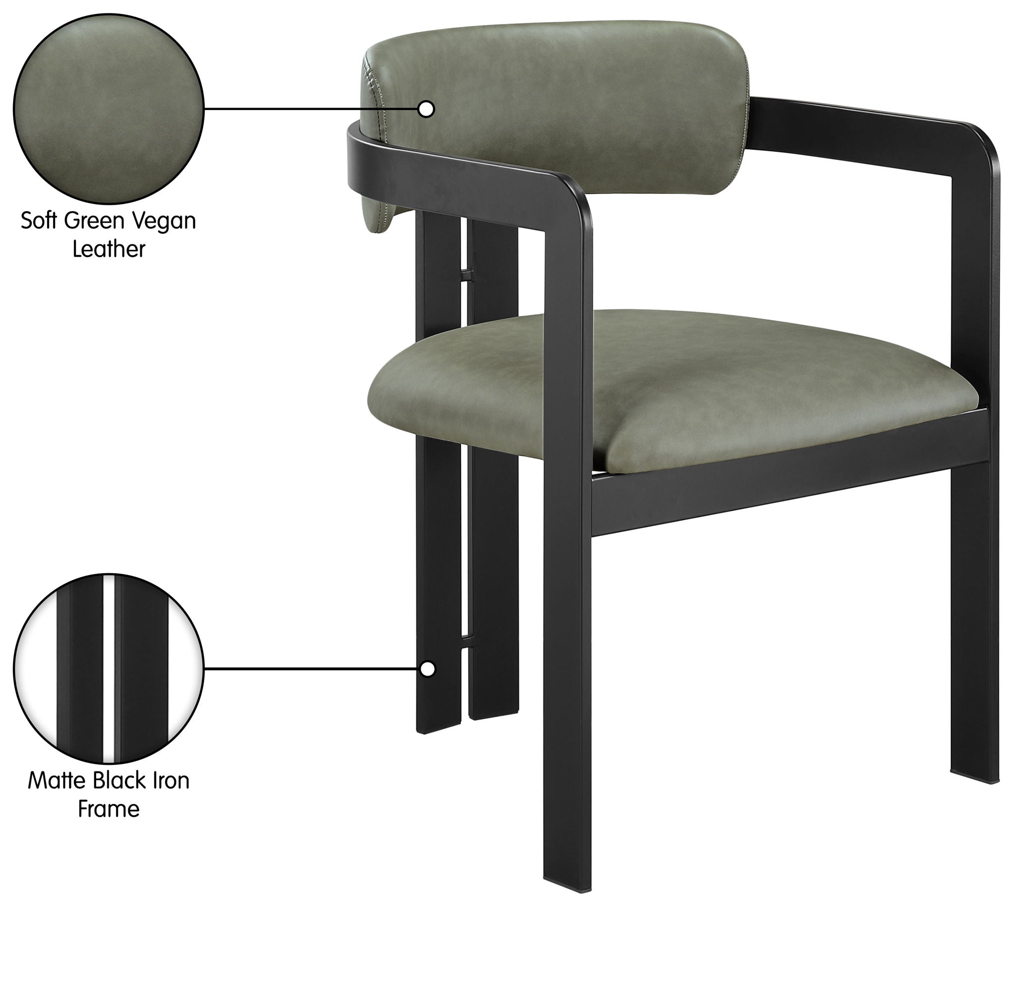 Aurum - Vegan Leather Upholstered Dining Chair With Graphite Black Base (Set of 2)