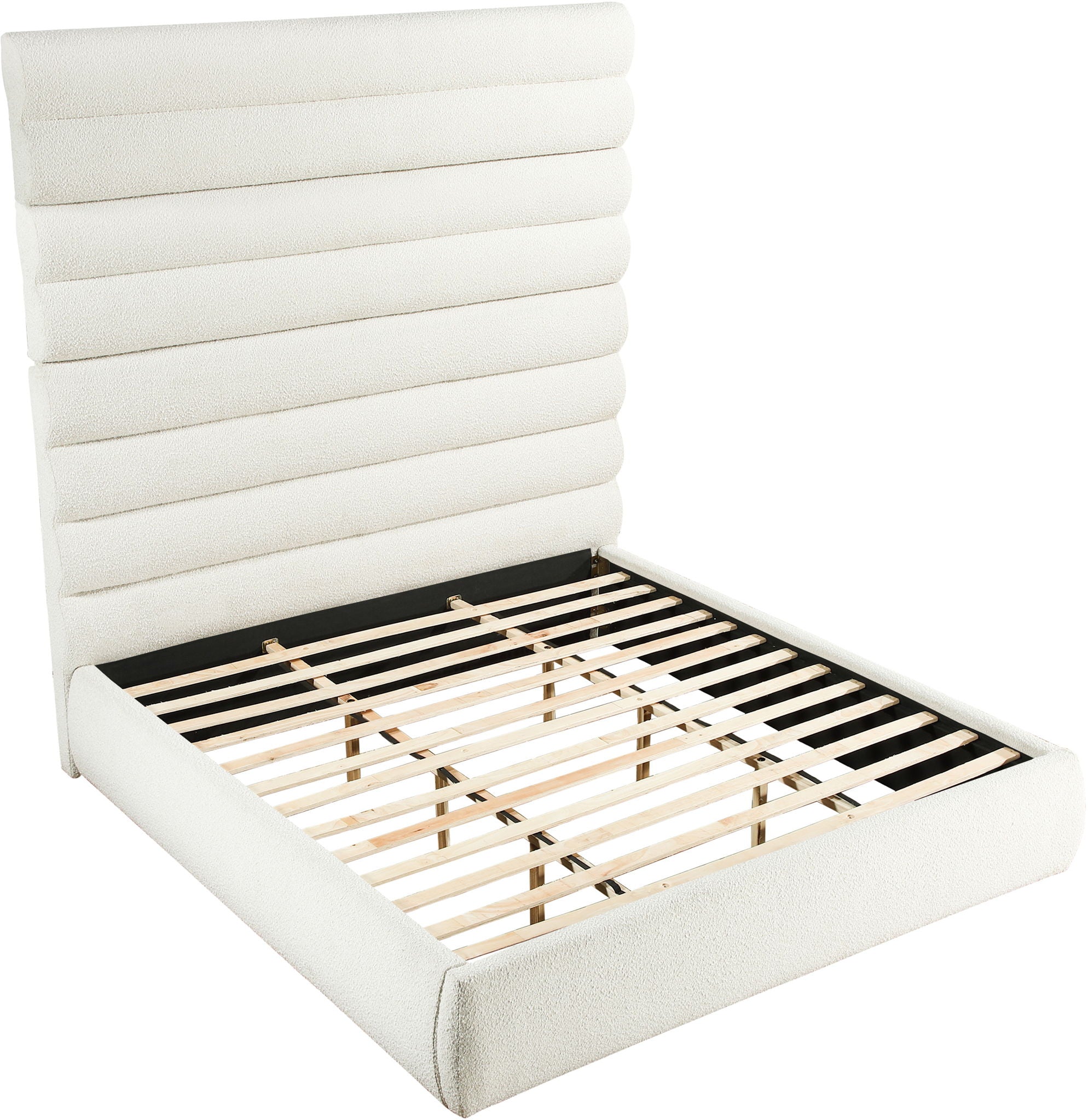 Adam - Boucle Fabric Bed With 89" Headboard