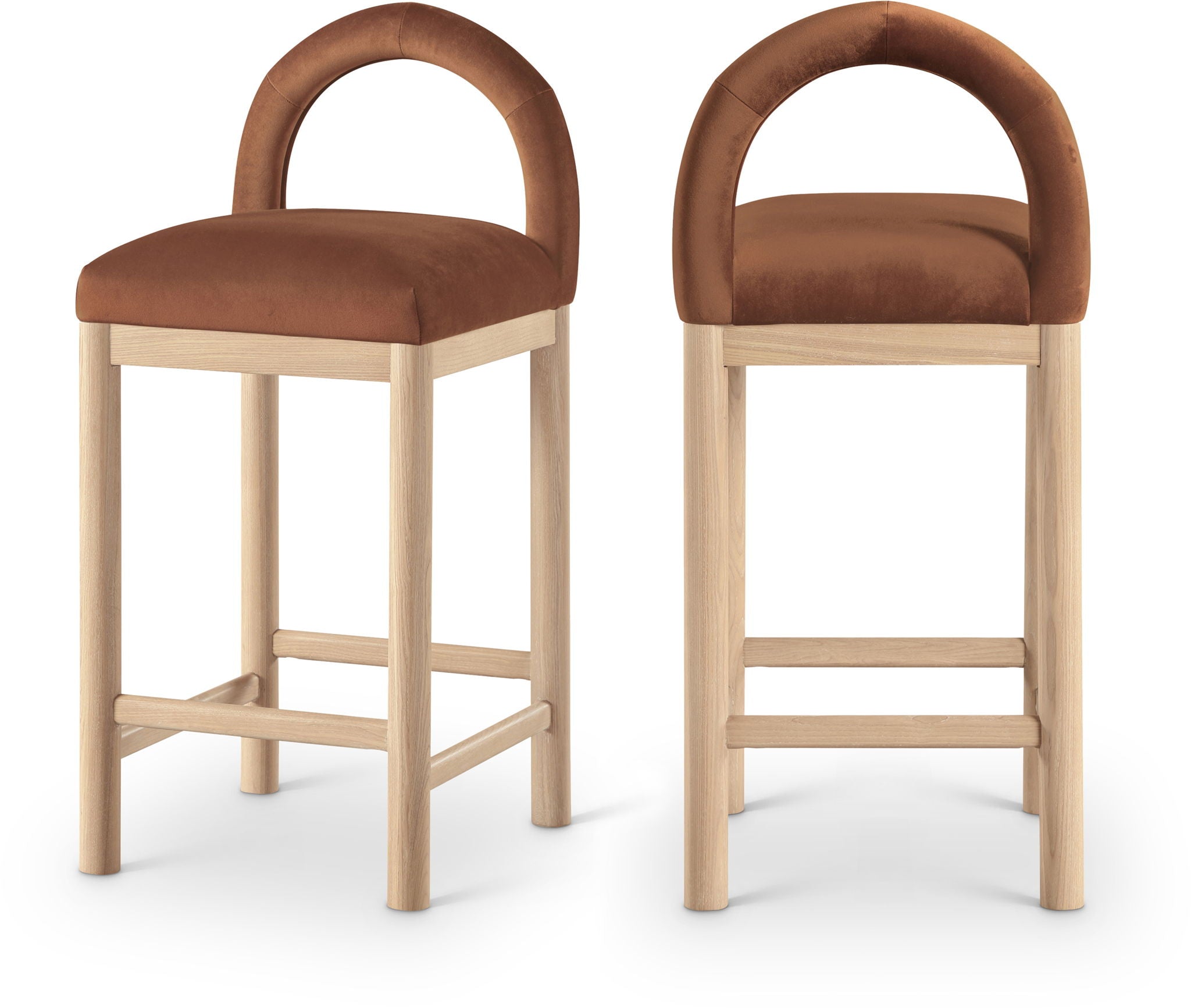 Conrad - Velvet Counter Stool With Natural Legs