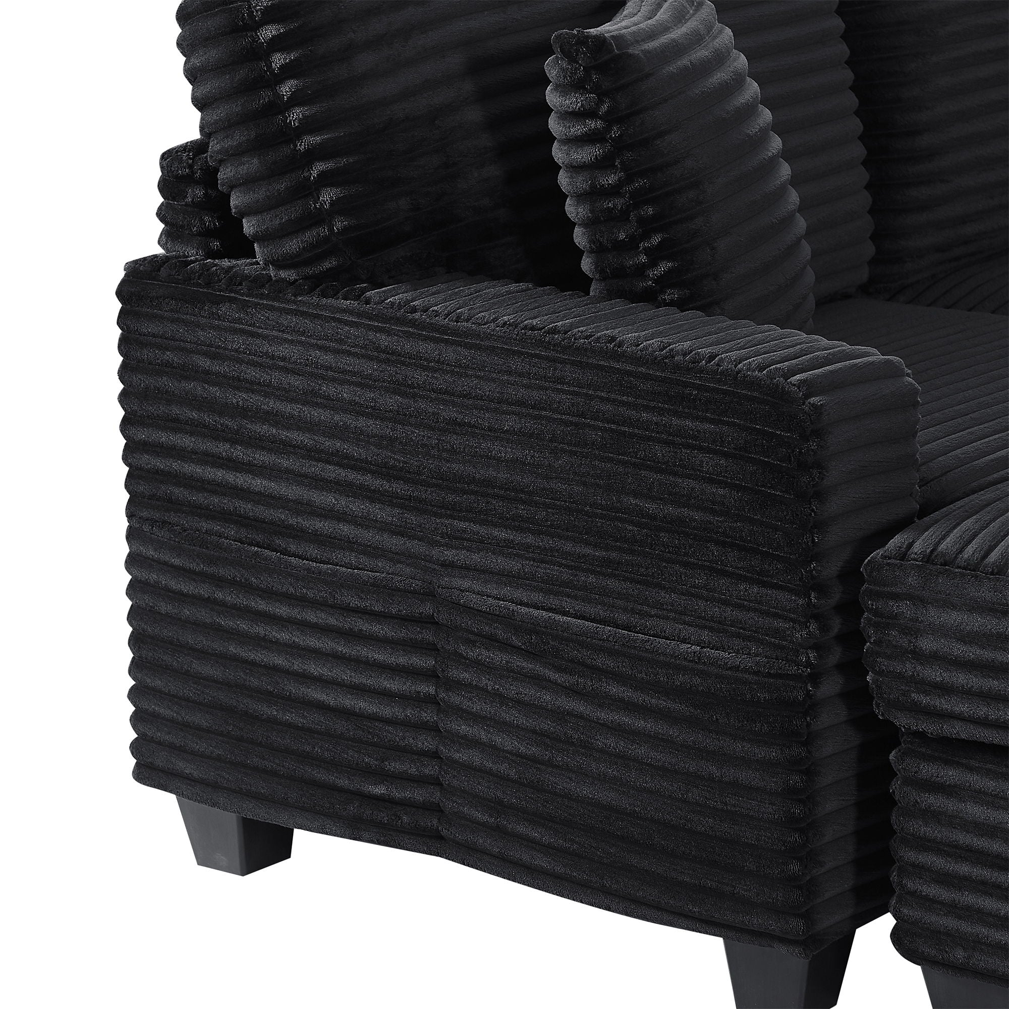 Upholstered U-Shaped Sectional Sofa With Movable Ottoman And Side Storage Pockets