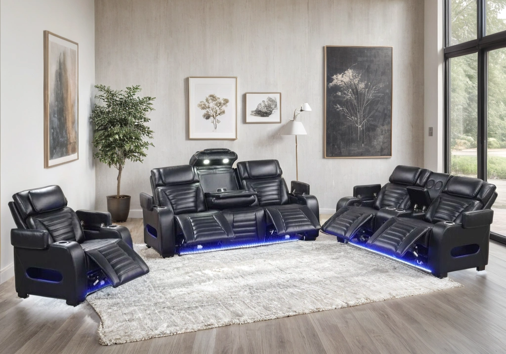 TOKYO 3PC Black Power Reclining Set – FREE Rug or TV!